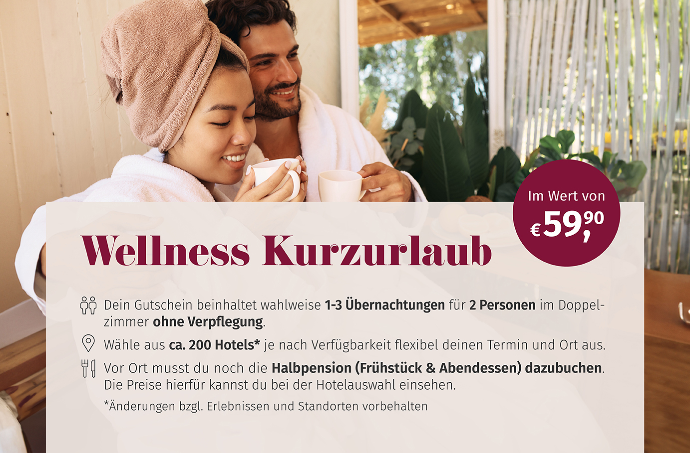 Wellness Kurzurlaub für 2 (3 Nächte)